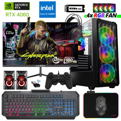 Xaser Delux X47 i5 14400F 16GB DDR5 Ram 512GB M.2 NVMe SSD 8GB RTX4060 23.8 180Hz Oyuncu Tavsiye Sistem - 1