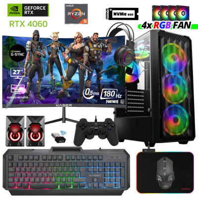 Xaser Delux X50 Ryzen 5 8400F 16GB DDR5 Ram 512GB M.2 NVMe SSD 8GB RTX4060 27 180Hz Oyuncu Tavsiye Sistem - 1