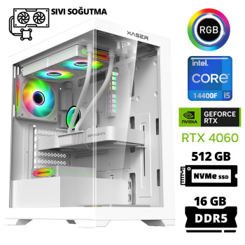 Xaser Delux X53 i5 14400F 16GB DDR5 Ram 512GB M.2 NVMe SSD 8GB RTX4060 Sıvı Soğutmalı Oyuncu Tavsiye Sistem - Xaser