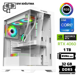 Xaser Delux X54 i5 14400F 32GB DDR5 Ram 1TB M.2 NVMe SSD 8GB RTX4060 Sıvı Soğutmalı Oyuncu Tavsiye Sistem - Xaser