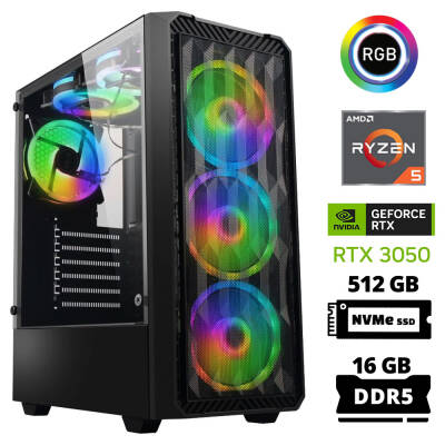 Xaser Delux X57 Ryzen 5 7600 16GB DDR5 Ram 512GB M.2 NVMe SSD 6GB RTX3050 Oyuncu Tavsiye Sistem - 1