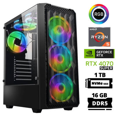 Xaser Delux X66 Ryzen 5 7600 16GB DDR5 Ram 1TB M.2 NVMe SSD 12GB RTX4070 SUPER Oyuncu Tavsiye Sistem - 1