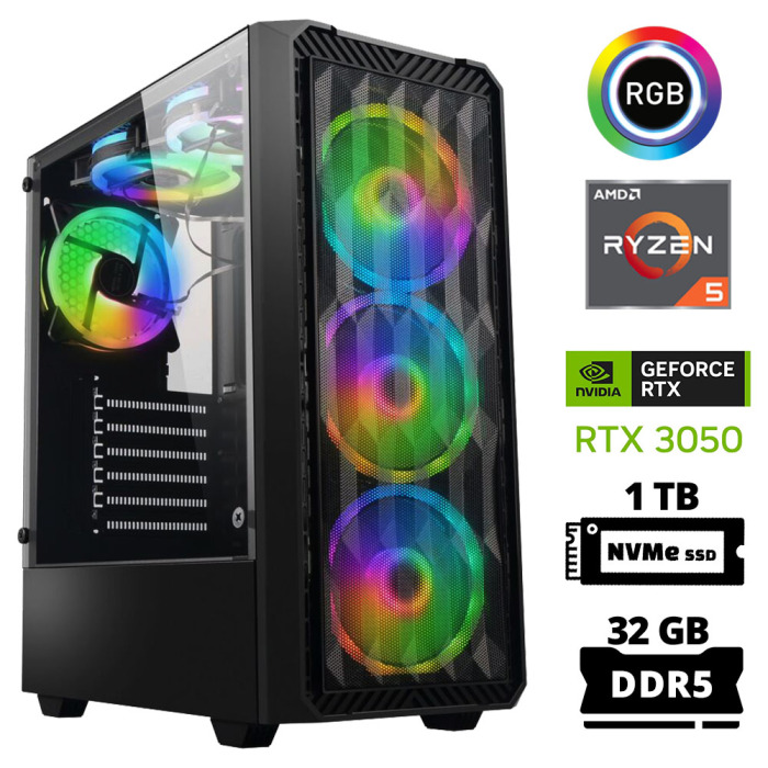 Xaser Delux X68 Ryzen 5 7600 32GB DDR5 Ram 1TB M.2 NVMe SSD 6GB RTX3050 Oyuncu Tavsiye Sistem - 1