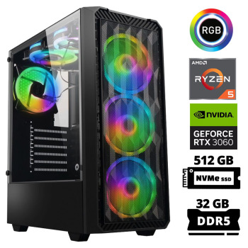 Xaser Delux X69 Ryzen 5 7600 32GB DDR5 Ram 512GB M.2 NVMe SSD 12GB RTX3060 Oyuncu Tavsiye Sistem - Xaser