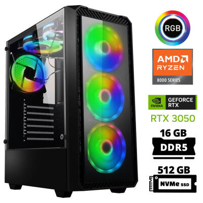 Xaser Delux X7 Ryzen 5 8400F 16GB DDR5 Ram 512GB M.2 NVMe SSD 6GB RTX3050 Oyuncu Tavsiye Sistem - 1