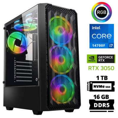 Xaser Delux X78 i7 14700F 16GB DDR5 Ram 1TB M.2 NVMe SSD 6GB RTX3050 Oyuncu Tavsiye Sistem - 1