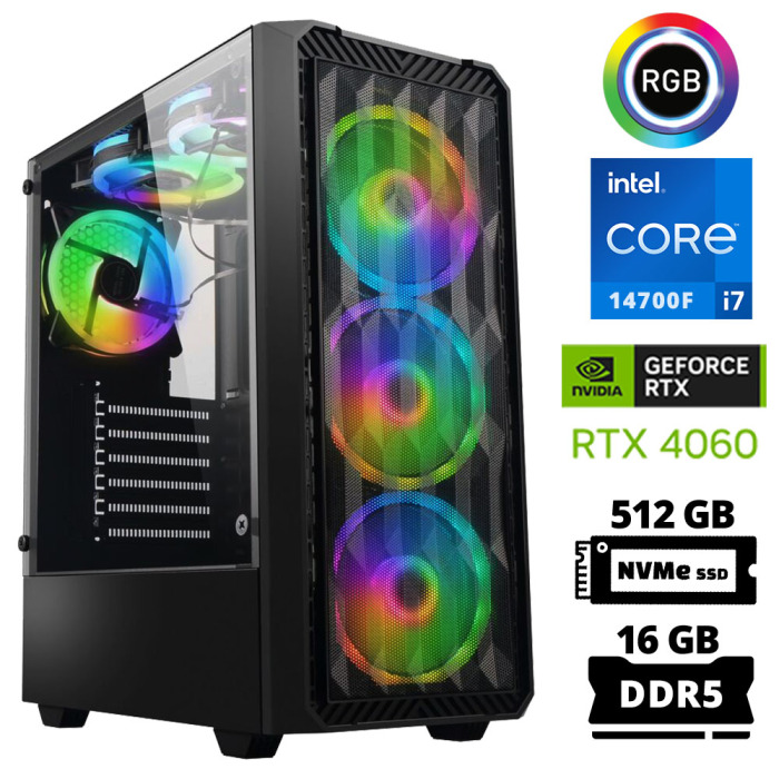 Xaser Delux X81 i7 14700F 16GB DDR5 Ram 512GB M.2 NVMe SSD 8GB RTX4060 Oyuncu Tavsiye Sistem - 1