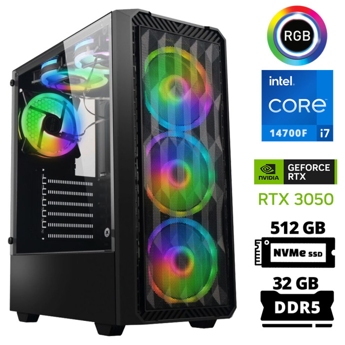 Xaser Delux X87 i7 14700F 32GB DDR5 Ram 512GB M.2 NVMe SSD 6GB RTX3050 Oyuncu Tavsiye Sistem - 1