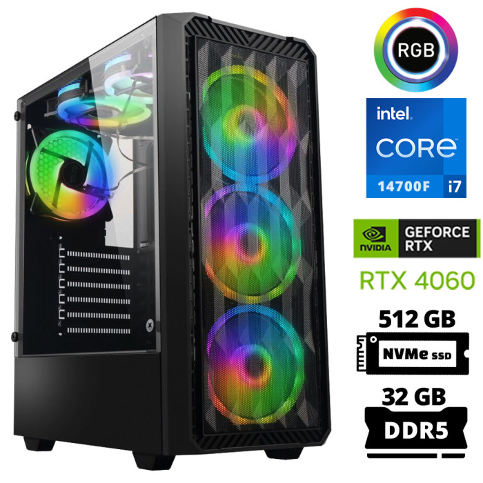 Xaser Delux X91 i7 14700F 32GB DDR5 Ram 512GB M.2 NVMe SSD 8GB RTX4060 Oyuncu Tavsiye Sistem - 1