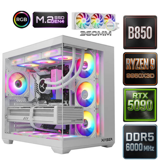 Xaser Diamond x6 Ryzen 9 9950X3D 64GB Ram 2TB M.2 NVMe SSD 32GB RTX5090 Oyuncu Tavsiye Sistem - 1