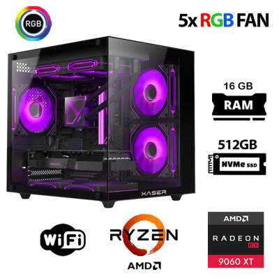 Xaser Eco X140 Ryzen 5 5500 16GB Ram 512GB M.2 NVMe SSD 16GB RX9060 XT Oyuncu Masaüstü Bilgisayarı - 1