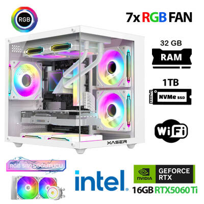 Xaser Eco X180 i9 14900KF 32GB DDR5 Ram 1TB M.2 NVMe SSD 16GB RTX5060Ti Sıvı Soğutmalı Oyuncu Tavsiye Sistem - 1