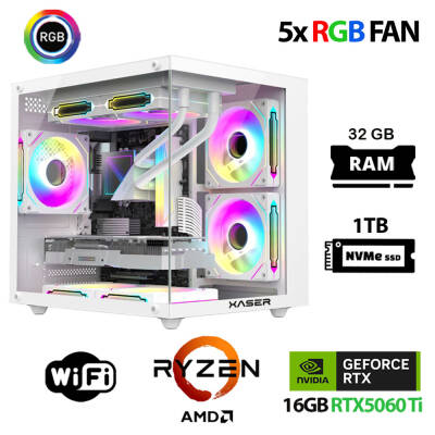Xaser Eco X190 Ryzen 5 8400F 32GB DDR5 Ram 1TB M.2 NVMe SSD 16GB RTX5060Ti Oyuncu Masaüstü Bilgisayarı - 1