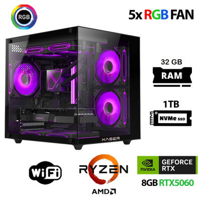 Xaser Eco X280 Ryzen 5 5600 32GB Ram 1TB M.2 NVMe SSD 8GB RTX5060 Oyun Hazır Sistem - 1
