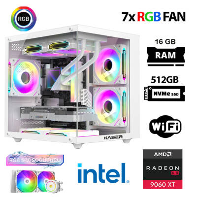 Xaser Eco X30 i9 14900KF 16GB DDR5 Ram 512GB M.2 NVMe SSD 16GB RX9060 XT Sıvı Soğutmalı Masaüstü Oyuncu Bilgisayarı - 1