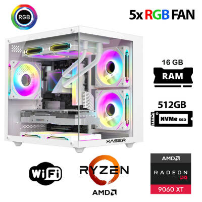 Xaser Eco X50 Ryzen 5 7500F 16GB Ram 512GB M.2 NVMe SSD 16GB RX9060 XT Oyuncu Masaüstü Bilgisayarı - 1