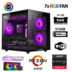 Xaser Eco X90 Ryzen 7 5700x 16GB Ram 512GB M.2 NVMe SSD 16GB RX9060 XT Sıvı Soğutmalı Hazır Oyuncu Sistemi - 1