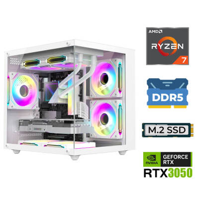 Xaser Elite X10 Ryzen 7 7800X3D 16GB DDR5 Ram 1TB M.2 NVMe SSD RTX3050 Sıvı Soğutmalı Masaüstü Oyuncu Bilgisayarı - 1