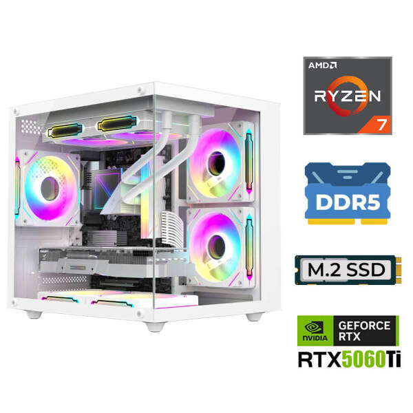 Xaser Elite X140 Ryzen 7 7800X3D 32GB DDR5 Ram 1TB M.2 NVMe SSD 16GB RTX5060Ti Sıvı Soğutmalı Oyuncu Tavsiye Sistem - 1