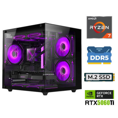 Xaser Elite X150 Ryzen 7 7800X3D 16GB DDR5 Ram 1TB M.2 NVMe SSD 16GB RTX5060Ti Sıvı Soğutmalı Masaüstü Oyuncu Bilgisayarı - 1
