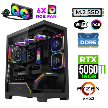 Xaser Fade X150 Ryzen 7 7700 32GB DDR5 Ram 1TB M.2 NVMe SSD 16GB RTX5060Ti Sıvı Soğutmalı Oyuncu Bilgisayarı - Xaser