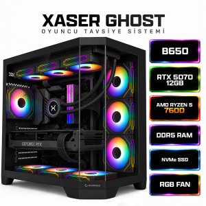 Xaser Ghost X260 Ryzen 5 7600 16GB Ram 1TB M.2 NVMe SSD 12GB RTX5070 Sıvı Soğutmalı Oyuncu Bilgisayarı - Xaser