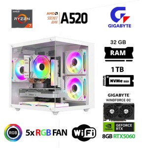 Xaser Giga X40 Ryzen 7 5700X 32GB Ram 1TB M.2 NVMe SSD 8GB RTX5060 Gigabyte Oyuncu OEM Paket - Xaser