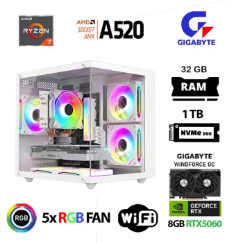 Xaser Giga X40 Ryzen 7 5700X 32GB Ram 1TB M.2 NVMe SSD 8GB RTX5060 Gigabyte Oyuncu OEM Paket - Xaser