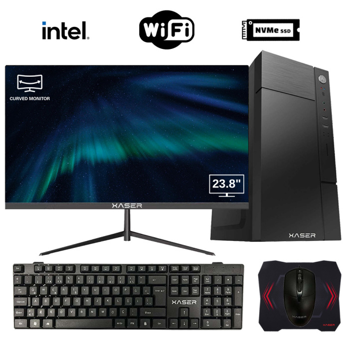 Xaser GX55 i5 4570 16GB Ram 256GB M.2 NVMe SSD 23.8 Monitör Ofis Hazır Sistem - 1