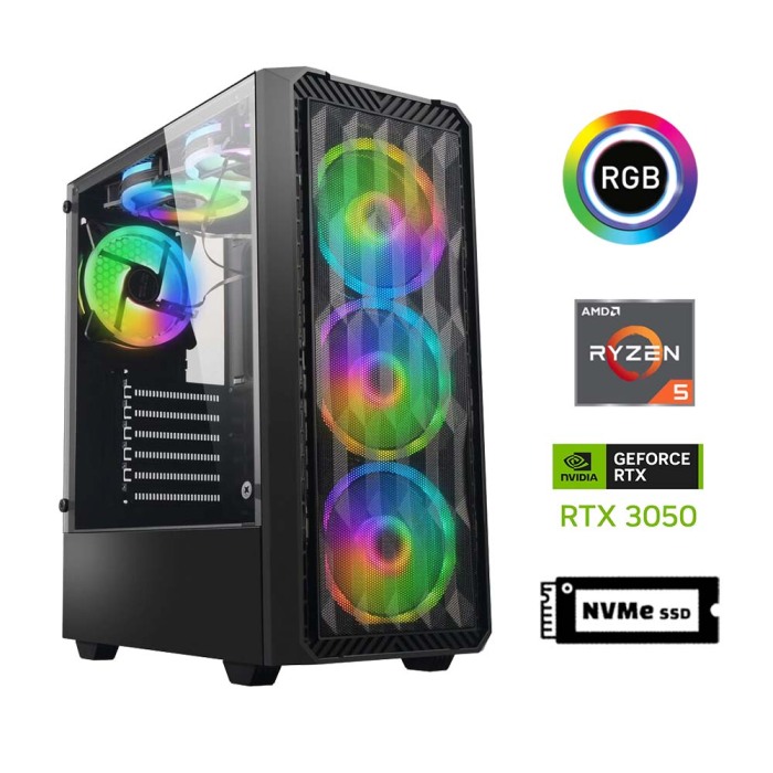 Xaser GX95 Ryzen 5 5600 16GB Ram 512GB M.2 NVMe SSD 6GB RTX3050 Oyun Hazır Sistem - 1