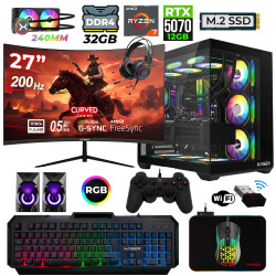 Xaser Helmet X55 Ryzen 7 5700X 32GB Ram 1TB M.2 NVMe SSD 12GB RTX5070 Sıvı Soğutmalı 27