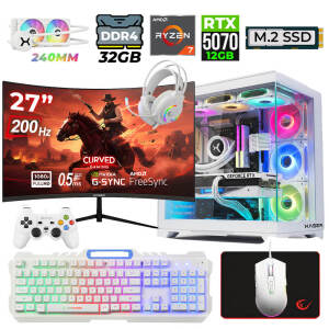 Xaser Helmet X65 Ryzen 7 5700X 32GB Ram 1TB M.2 NVMe SSD 12GB RTX5070 Sıvı Soğutmalı 27