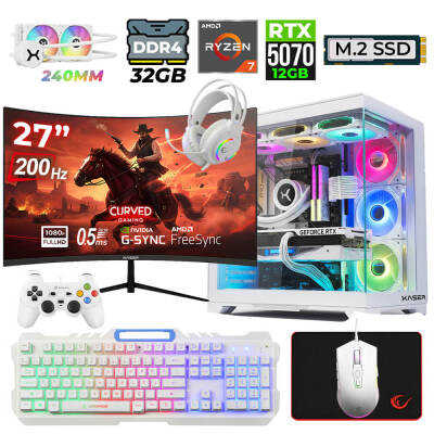 Xaser Helmet X65 Ryzen 7 5700X 32GB Ram 1TB M.2 NVMe SSD 12GB RTX5070 Sıvı Soğutmalı 27