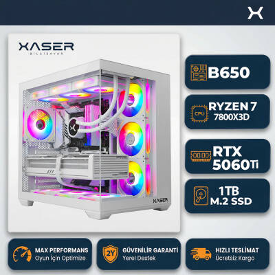 Xaser JANKOVIC X13 Ryzen 7 7800X3D 32GB Ram 1TB M.2 NVMe SSD 16GB RTX5060 Ti Sıvı Soğutmalı Oyuncu Bilgisayarı - 1
