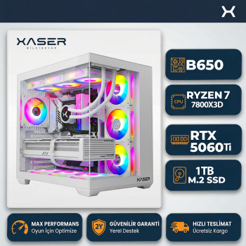 Xaser JANKOVIC X13 Ryzen 7 7800X3D 32GB Ram 1TB M.2 NVMe SSD 16GB RTX5060 Ti Sıvı Soğutmalı Oyuncu Bilgisayarı - Xaser