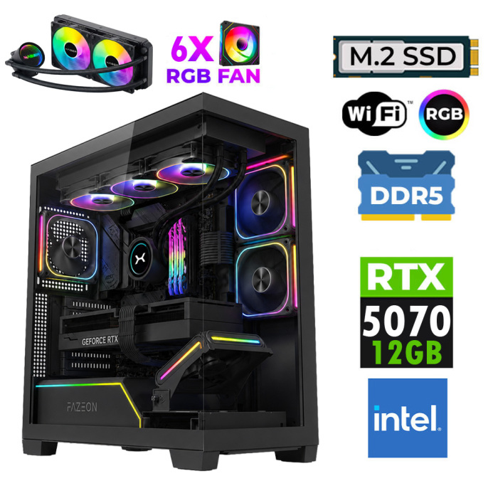 Xaser JETT X310 Intel i9 14900KF 32GB DDR5 Ram 1TB M.2 NVMe SSD 12GB RTX5070 Sıvı Soğutmalı Oyuncu Bilgisayarı - 1