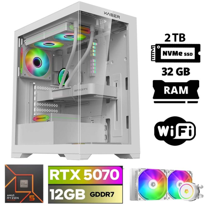 Xaser Lexus x100 Ryzen 5 7600 32GB DDR5 Ram 2TB M.2 NVMe SSD 12GB RTX5070 Sıvı Soğutmalı Oyuncu Tavsiye Sistem - 1