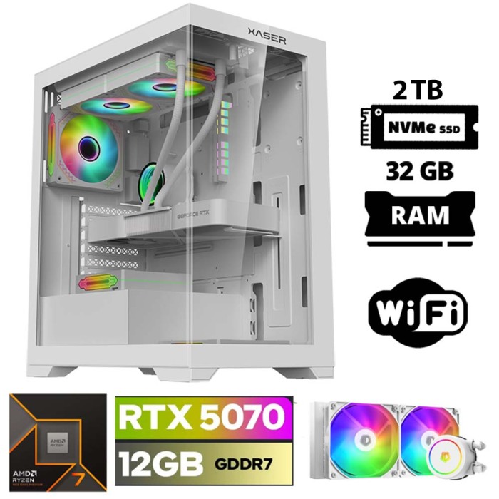 Xaser Lexus x110 Ryzen 7 7700 32GB DDR5 Ram 2TB M.2 NVMe SSD 12GB RTX5070 Sıvı Soğutmalı Oyuncu Tavsiye Sistem - 1