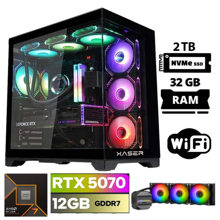 Xaser Lexus x140 Ryzen 7 9800X3D 32GB DDR5 Ram 2TB M.2 NVMe SSD 12GB RTX5070 Oyuncu Tavsiye Sistem - 1