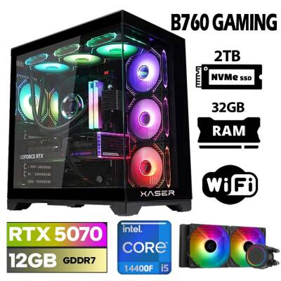 Xaser Lexus x190 i5 14400F 32GB DDR5 Ram 2TB M.2 NVMe SSD 12GB RTX5070 Sıvı Soğutmalı Oyuncu Tavsiye Sistem - 1