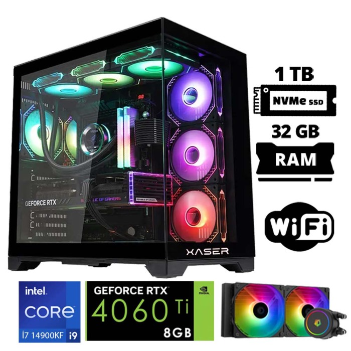 Xaser Lexus x25 i9 14900KF 32GB DDR5 Ram 1TB M.2 NVMe SSD 8GB RTX4060 Ti Oyuncu Tavsiye Sistem - 1