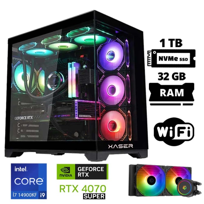 Xaser Lexus x30 i9 14900KF 32GB DDR5 Ram 1TB M.2 NVMe SSD 12GB RTX4070 SUPER Oyuncu Tavsiye Sistem - 1