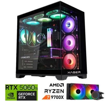 Xaser Lexus x480 Ryzen 7 9700X 16GB DDR5 Ram 2TB M.2 NVMe SSD 8GB RTX5060 Ti Sıvı Soğutmalı Oyuncu Bilgisayar - 1