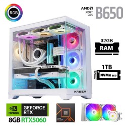 Xaser Lexus x560 Ryzen 5 8400F 32GB DDR5 Ram 1TB M.2 NVMe SSD 8GB RTX5060 Sıvı Soğutmalı Beyaz Oyuncu Bilgisayarı - Xaser