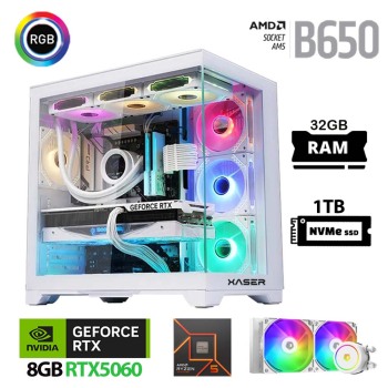Xaser Lexus x570 Ryzen 5 7500F 32GB Ram 1TB M.2 NVMe SSD 8GB RTX5060 Sıvı Soğutmalı Beyaz Oyuncu Tavsiye Sistem - Xaser