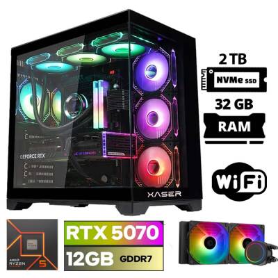 Xaser Lexus x60 Ryzen 5 7600 32GB DDR5 Ram 2TB M.2 NVMe SSD 12GB RTX5070 Sıvı Soğutmalı Oyuncu Bilgisayarı - 1
