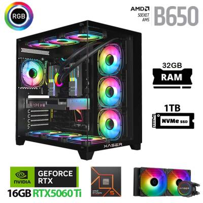 Xaser Lexus x660 Ryzen 5 8400F 32GB Ram 1TB M.2 NVMe SSD 16GB RTX5060 Ti Sıvı Soğutmalı Oyuncu Bilgisayarı - 1