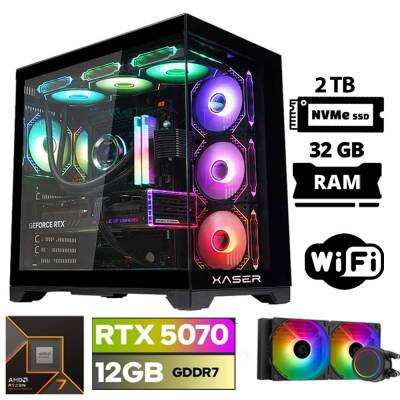 Xaser Lexus x70 Ryzen 7 7700 32GB DDR5 Ram 2TB M.2 NVMe SSD 12GB RTX5070 Sıvı Soğutmalı Oyuncu Bilgisayarı - 1
