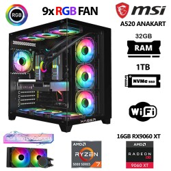 Xaser Lexus x740 Ryzen 7 5700x 32GB Ram 1TB M.2 NVMe SSD 16GB RX9060 XT Sıvı Soğutmalı Hazır Oyuncu Sistemi - 1