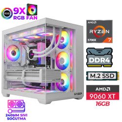 Xaser Lexus x741 Ryzen 7 5700X 32GB Ram 1TB M.2 NVMe SSD 16GB RX9060 XT Sıvı Soğutmalı Oyuncu Tavsiye Sistem - Xaser